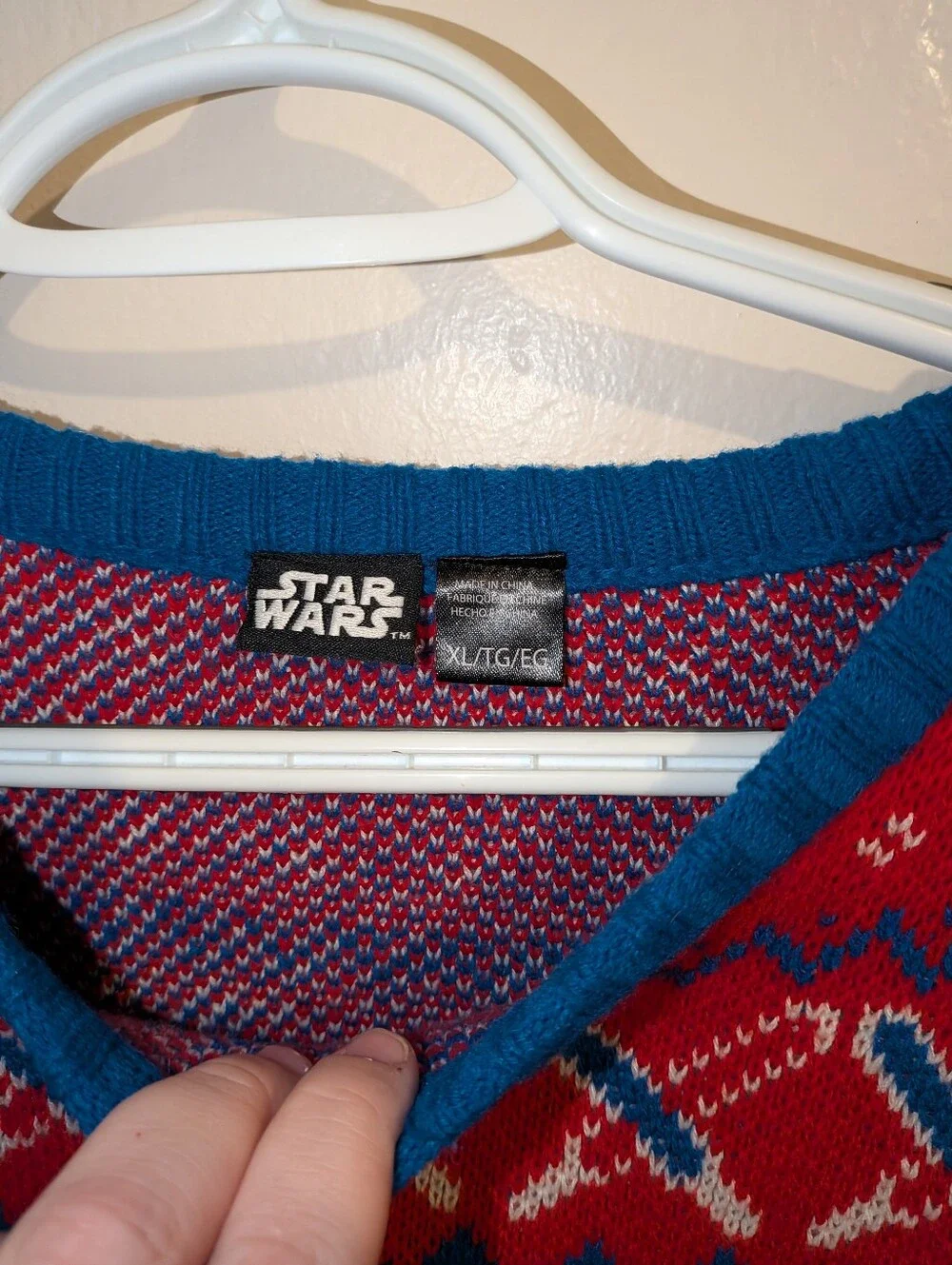 Star Wars Men's Red and Blue Holiday Crewneck Sweater